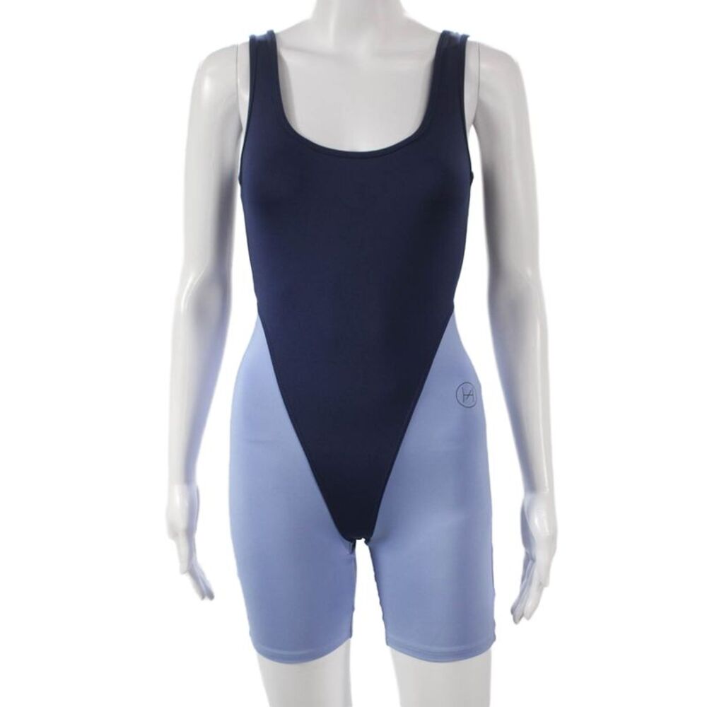 Heros Active Women Blue Colorblock Scoop Neck Sleeveless Bodysuit Size XS